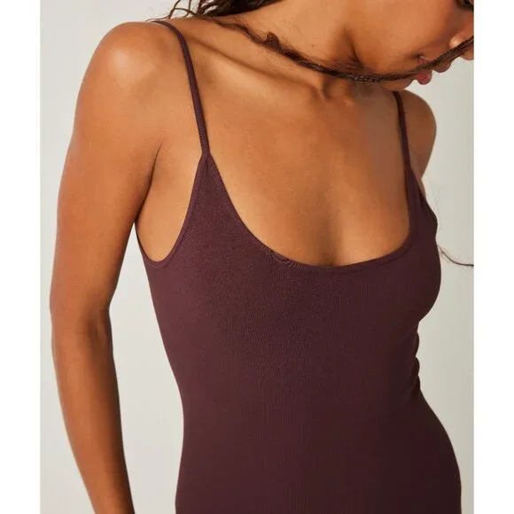 FREE PEOPLE One To Watch Romper / Chocolate Merlot - Picture 3 of 5